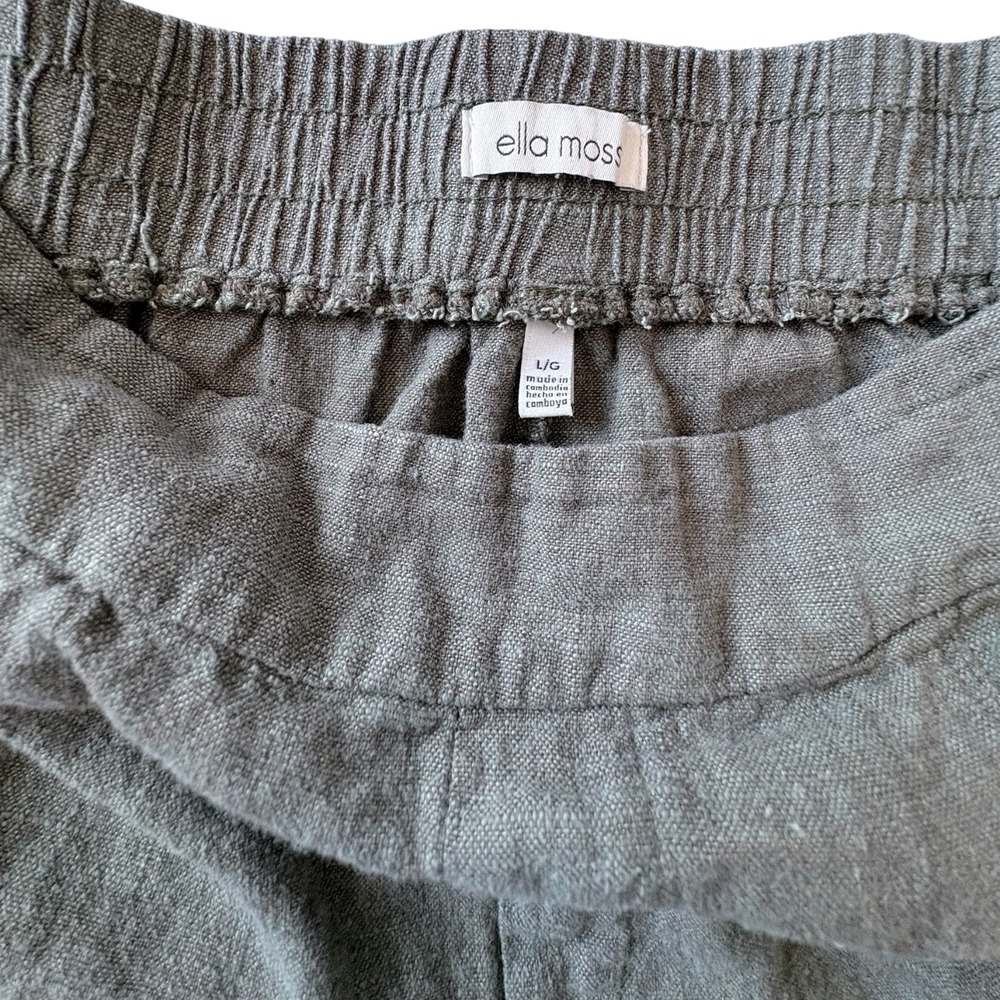 Ella Moss Womens Linen Blend Wide Leg Cropped Pants Size Large Elastic Waist - Picture 2 of 4